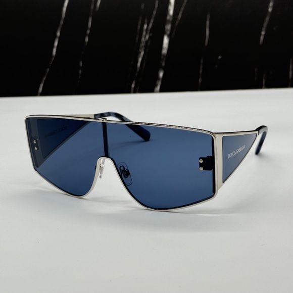 NEW DG2305 05/80 DOLCE&GABBANA SILVER BLUE OVERSIZED WOMEN SUNGLASSES - Picture 2 of 10